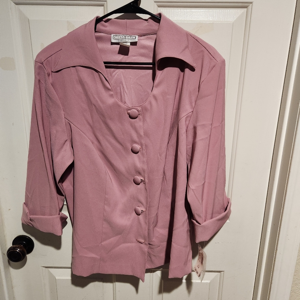 Vintage 70s Dress Barn pink blazer business casual office Jacket Deadstock 2X